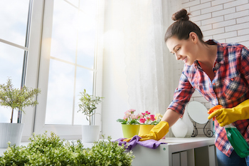 Woman makes cleaning