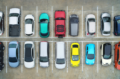 Empty parking lots, aerial view.